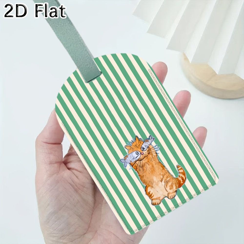 Travel Accessories Luggage Straps - Sevimli Kedi ve Yeşil Çizgili Bagaj
