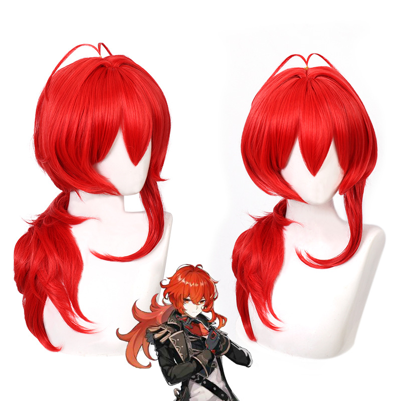 Travel Accessories Men - Genshin Impact Diluc Cosplay Peruk Gezgin