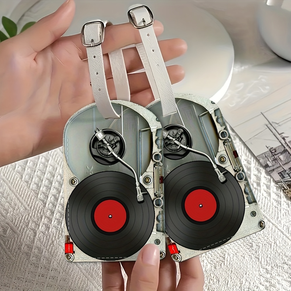 Travel Accessories Luggage Straps - Vintage Plak Çalarlı Bagaj Etiketi PU